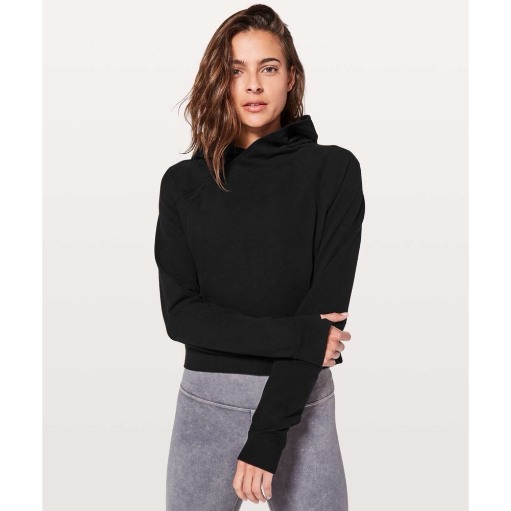 Lululemon Nice & Natural Popover Hoodie Black Practice Cotton Breathable Stretch